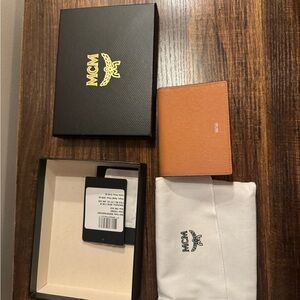 Authentic MCM Cognac Leather Passport Holder